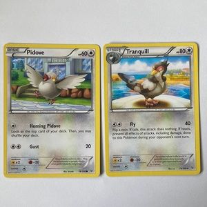 Pidove 78/108 and Tranquill 79/108 Pokémon Cards
